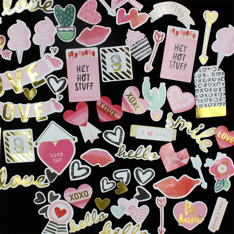 YPP CRAFT 65pcs Be Mine Colorful Cardstock Die Cuts for Scrapbooking Happy Planner/Card Making/Journaling Project DIY Craft