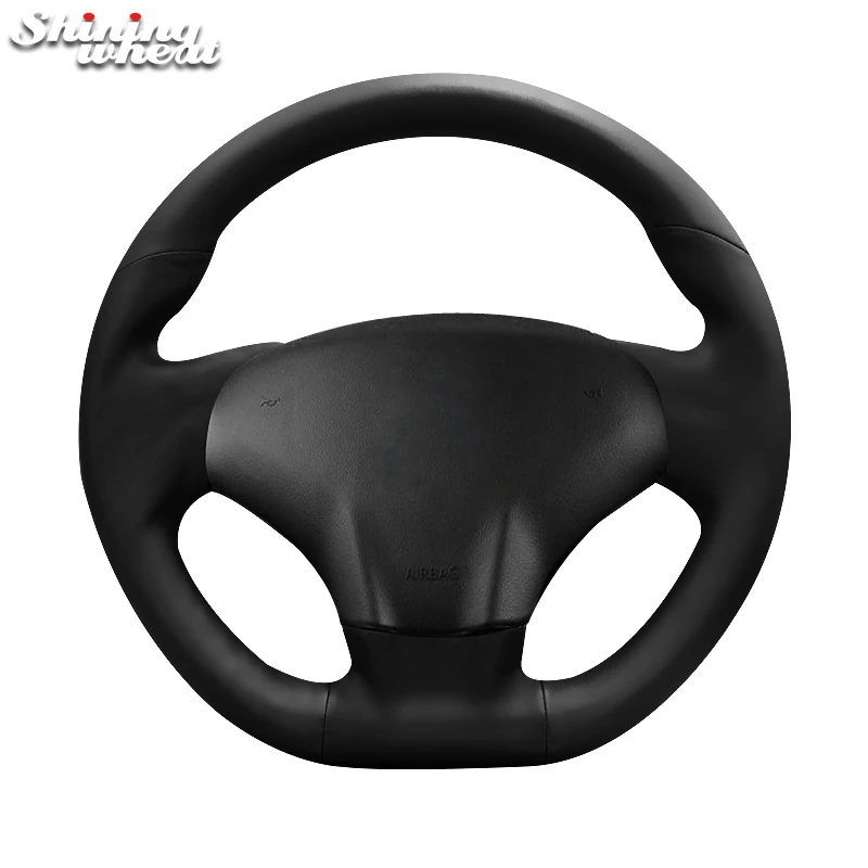 

Shining wheat Black Genuine Leather Steering Wheel Cover for Citroen ds3