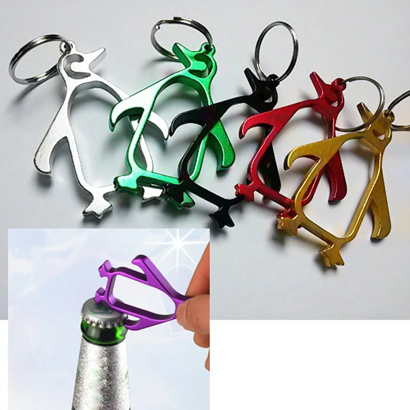 

1000pcs Creative penguins beer bottle opener Aluminum alloy animal bottle opener with key chain Lovely portable bottle opener