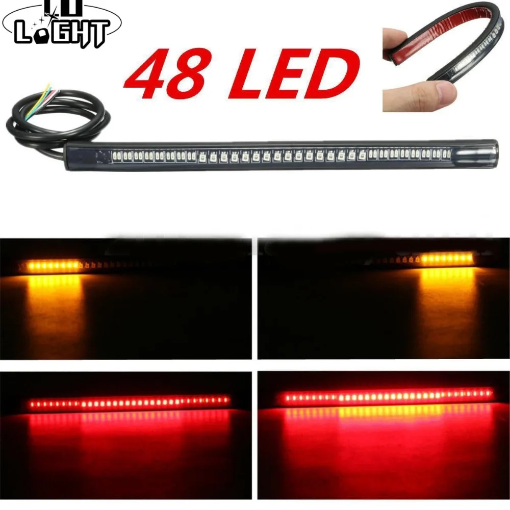 CO LIGHT Flexible Led Strip 48 Leds Stop Light Motorcycle Auto Turn Signal Brake Tail Strip Tail Light for Lada Car Moto