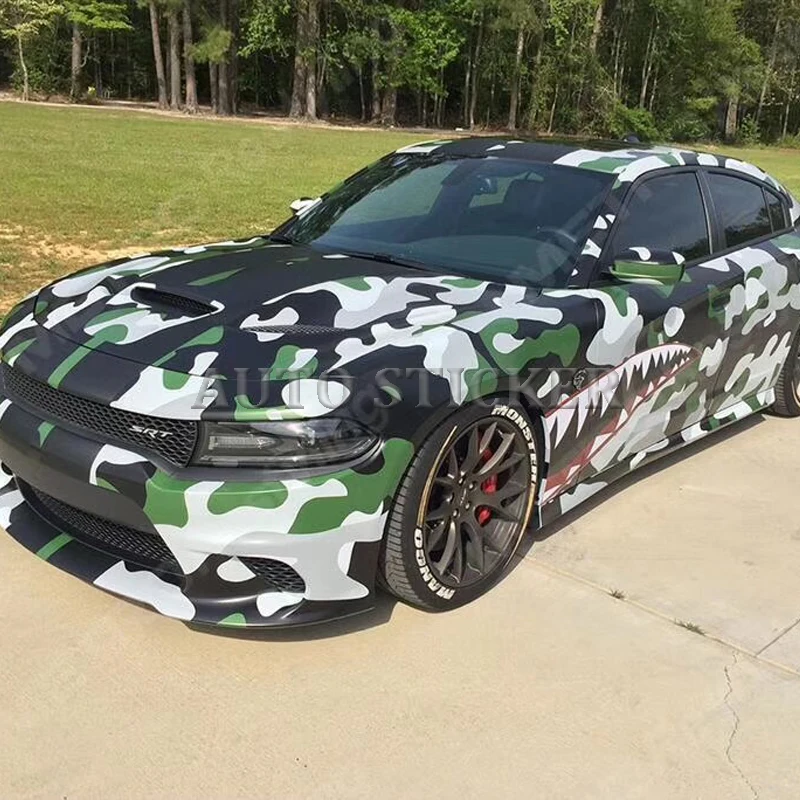 

5/10/15/20/25/30m*1.52m Army Green Black White Camo Adhesive PVC Vinyl Film Car Wrap Racing Car Camo Sticker Vehicle DIY Decal