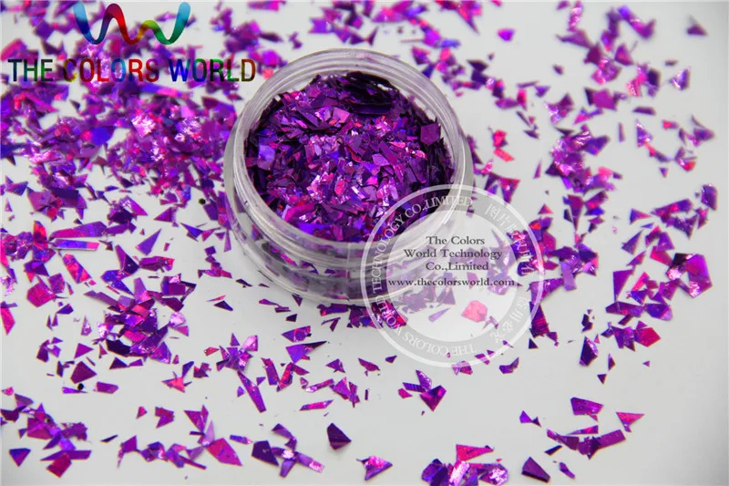 TCA800 Holographic Purple Color Mylar Sheet Random Cut Size Flakes for nail decoration and other art DIY decoration