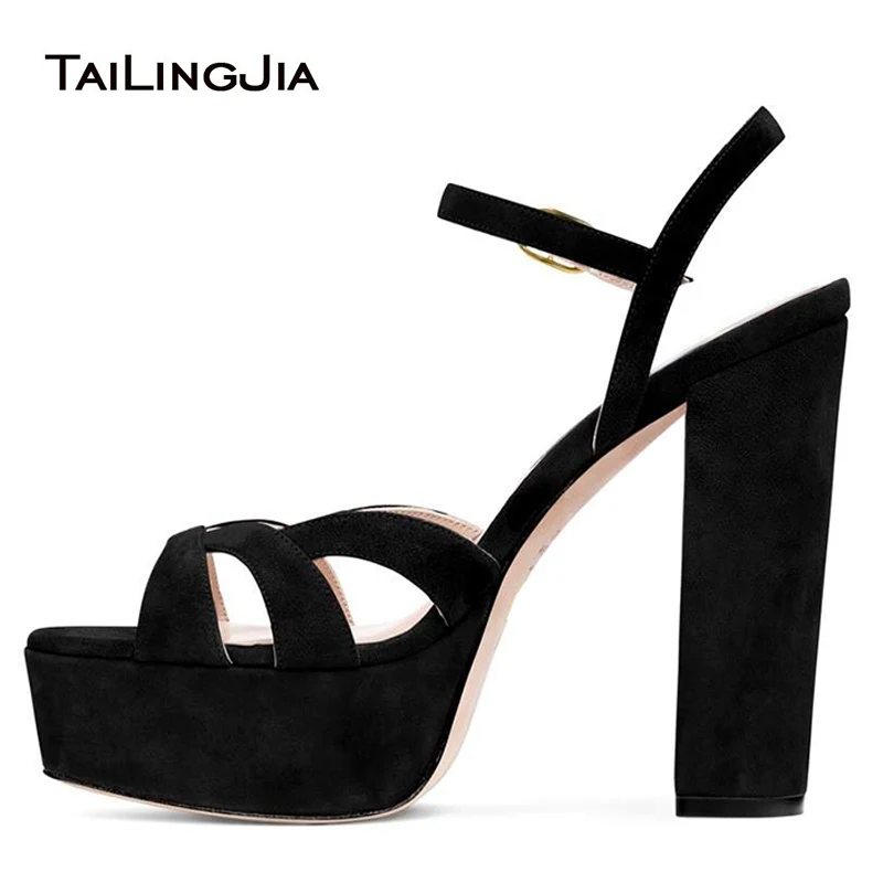 

Black Platform Sandals High Heel Stripper Shoes Woman 2022 Heels Women Summer Ladies Womens Brown Sandal Buty Chunky Open Toe