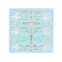 First Holy Communion Laser Cut Cross Baptism Invitation Card