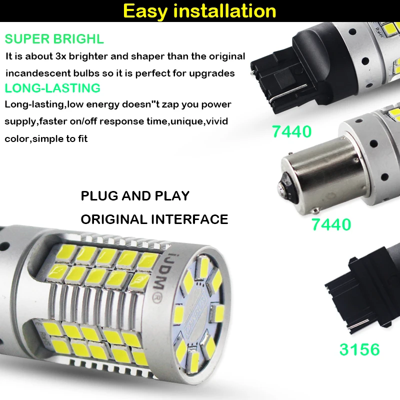 iJDM 1156 LED Canbus Error Free 3156 7440 LED For Turn Signal Lights, Brake Lights, Back up Reverse Lights  White Red yellow 12V