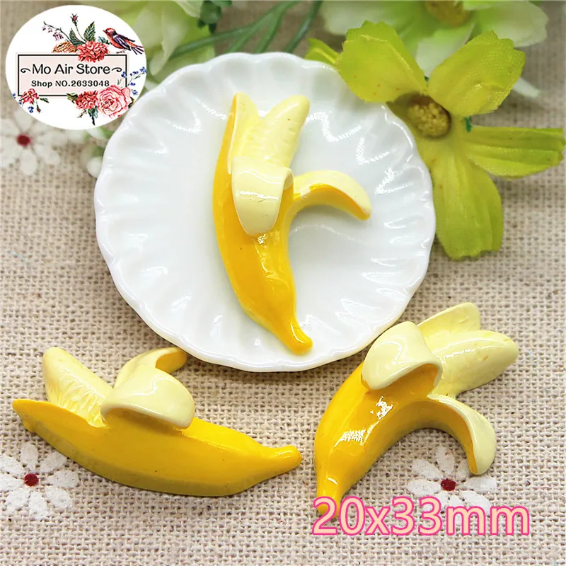 Banana fruit food 10PCS 20x33mm Resin Flat back Cabochon Art Supply Decoration Charm Craft