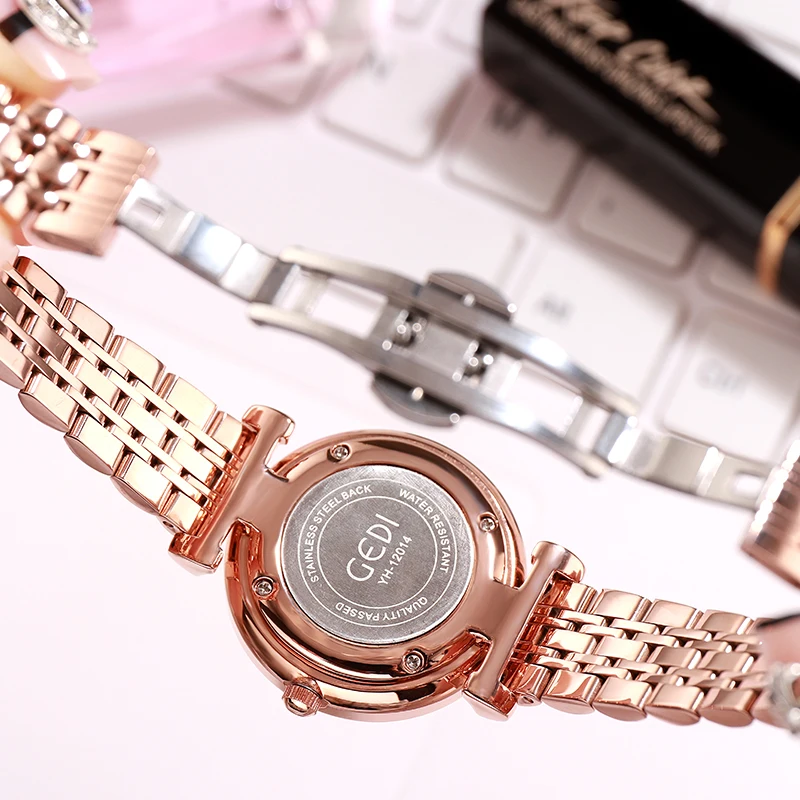 ساعات يد نسائية للأعمال من GEDI ساعات كوارتز فاخرة للنساء ساعة يد نسائية مصنوعة من سبيكة مقاومة للماء ساعة يد نسائية