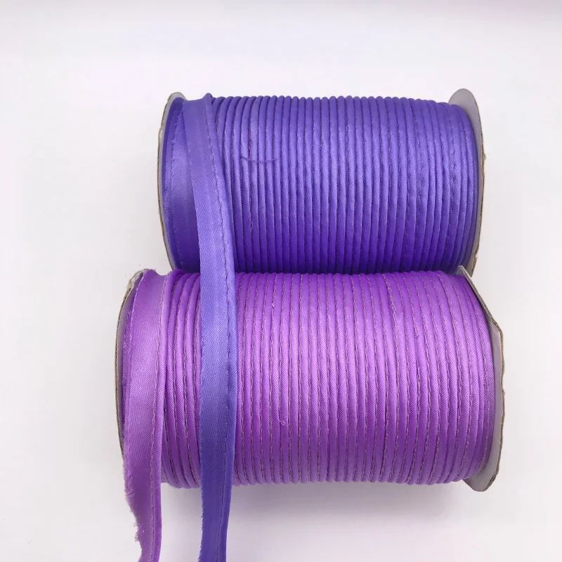 Free Shipping---Polyester satin Bias Piping, Bias tape with cord, DIY bias binding Tape, size: 13mm,25yds green ,rose color
