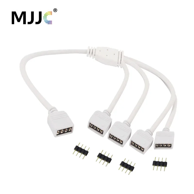 Strip Accessories 1 to 2 3 4 Ways Output 4 Pin 10MM Female Connector Splitter RGB LED Strips Extension Cable for 5050 LED Strips