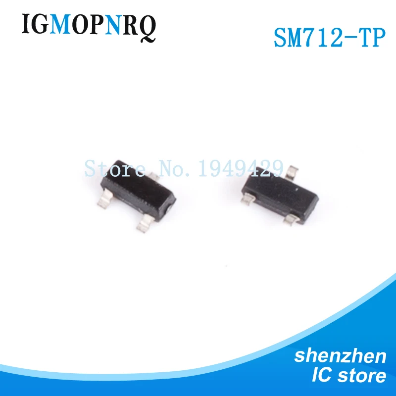 Diodo supresor ESD/TV SM712-TP, SM712, SOT23, 12V, 1.0uA, nuevo, 50 Uds.