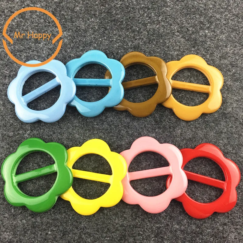 10pcs/lot color flower resin belt buckle for women T-shirt dress dscarf decorative buckle For Garment and Bags decoration