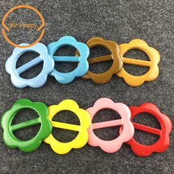 10pcs/lot color flower resin belt buckle for women T-shirt dress dscarf decorative buckle For Garment and Bags decoration