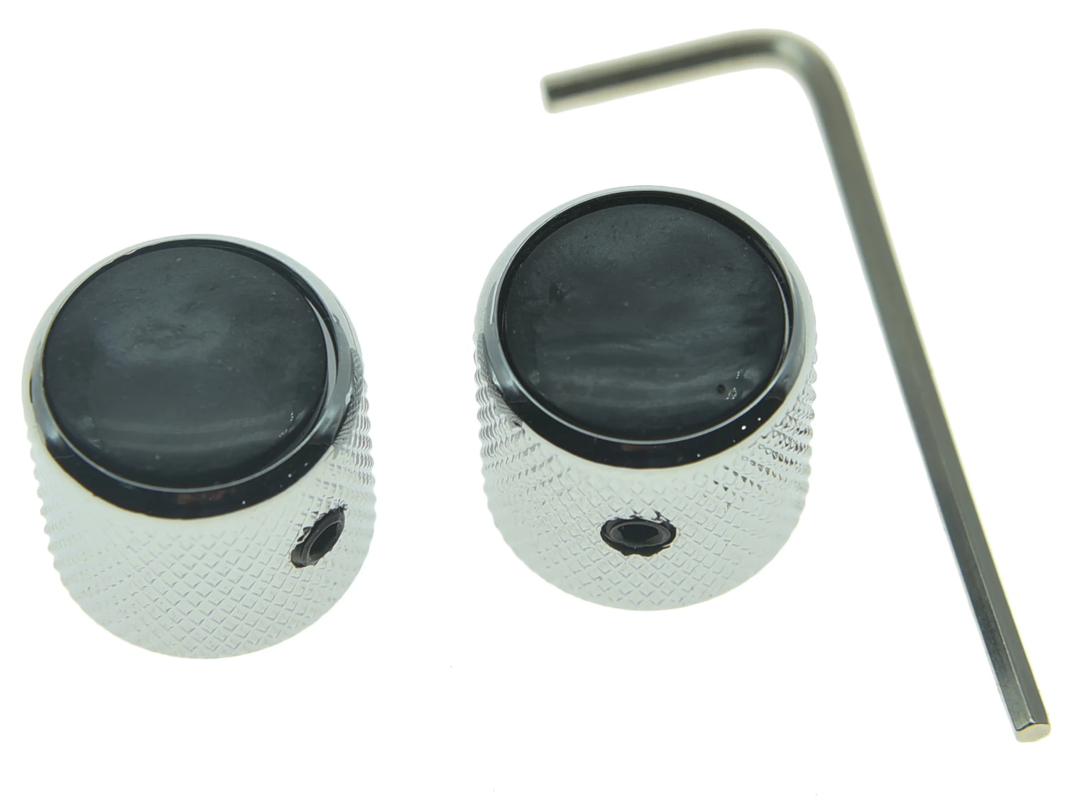 KAISH Set of 2 Black Pearl Top Guitar Dome Knobs with Set Screw for Tele Guitars Black Pearl Cap Bass Knobs