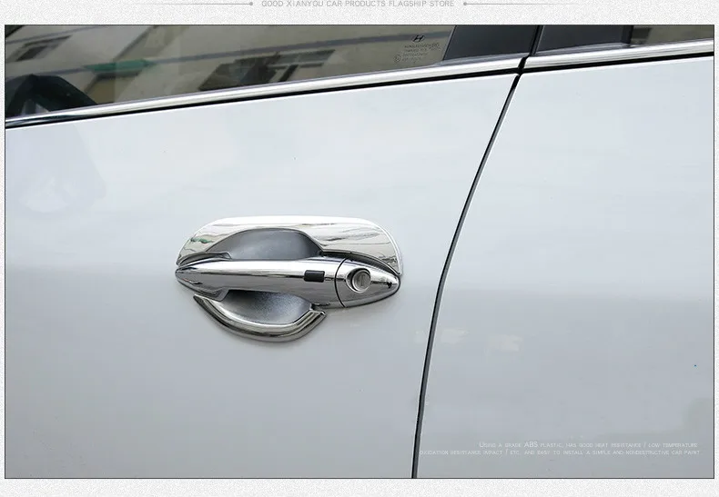 FUNDUOO For Hyundai IX35 Tucson 2009-2014  ABS Chrome Door Handle Cup Bowl Cover Trim Sticker Styling