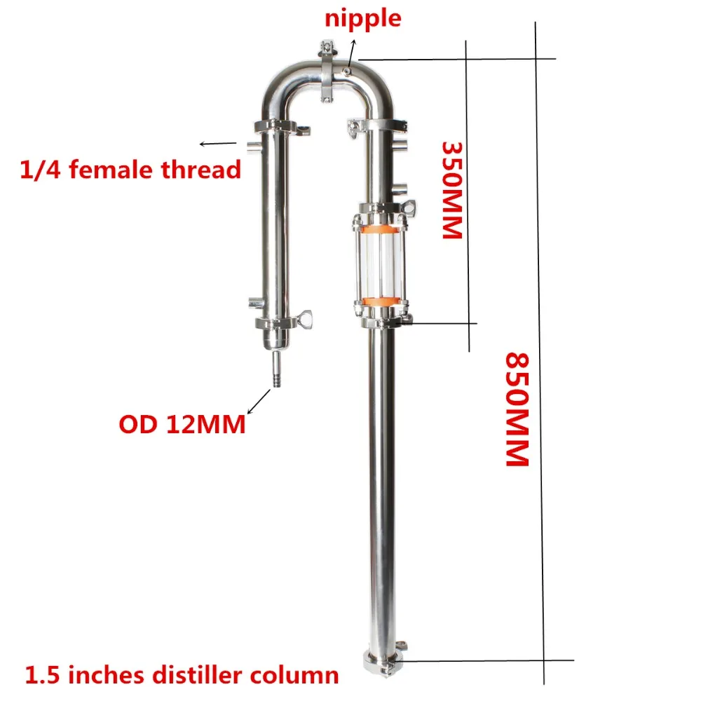 People\'s Distillation column 1.5 inch 38CM Reflux tower distiller