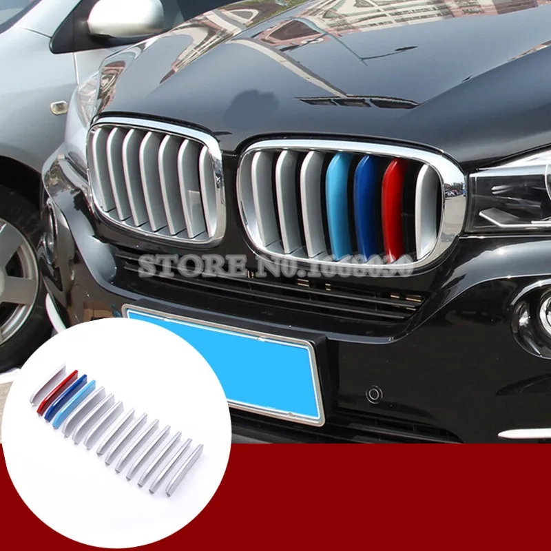 3 Color  ABS Front Center Grill Grille Cover Trim  14pcs For BMW X5 F15 2014-2018 Car accesories interior Car decoration