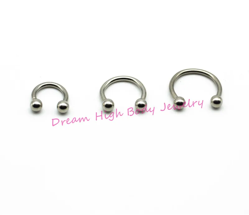 Horseshoe 316L Surgical Steel Nostril Nose Stud Circular Piercing Ball Body Jewelry Rings CBR Earring 16G 6MM 8MM 10MM 50pcs/lot