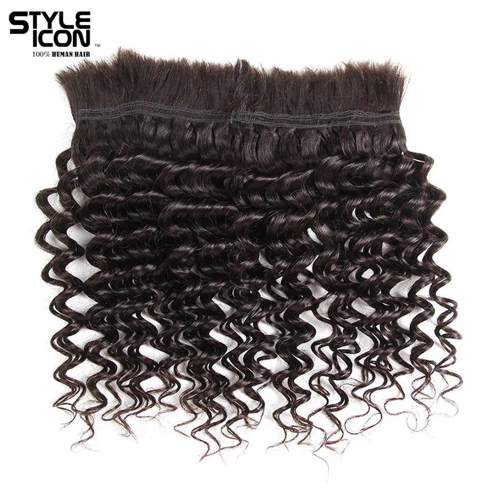 Styleicon-extensiones de cabello humano malayo Remy, pelo trenzado a granel, Color Natural, sin trama, 4 mechones