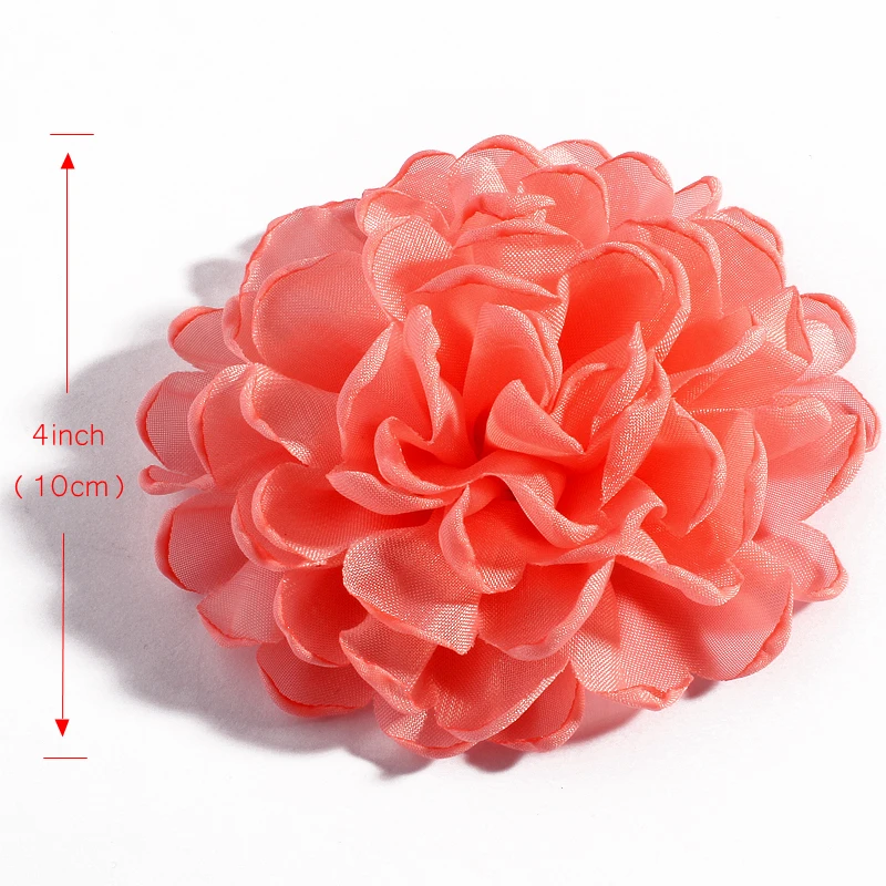 5PCS 4inch 10CM Vintage Burn Chiffon Flowers For Children Hair Clips Accessories Artificial Fabric Flowers For Headbands