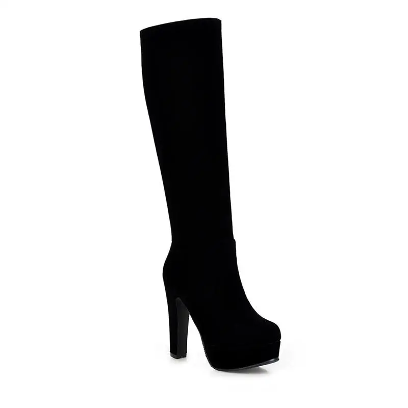 MoonMeek new arrival fashion flock the knee high boots for spring autumn hot sale popular plain platform boots for women