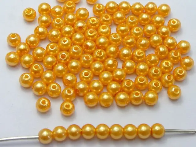 

500 Pcs 6mm Plastic Faux Pearl Round Beads Gold Imitation Pearl Jewelry Accessories Decoration
