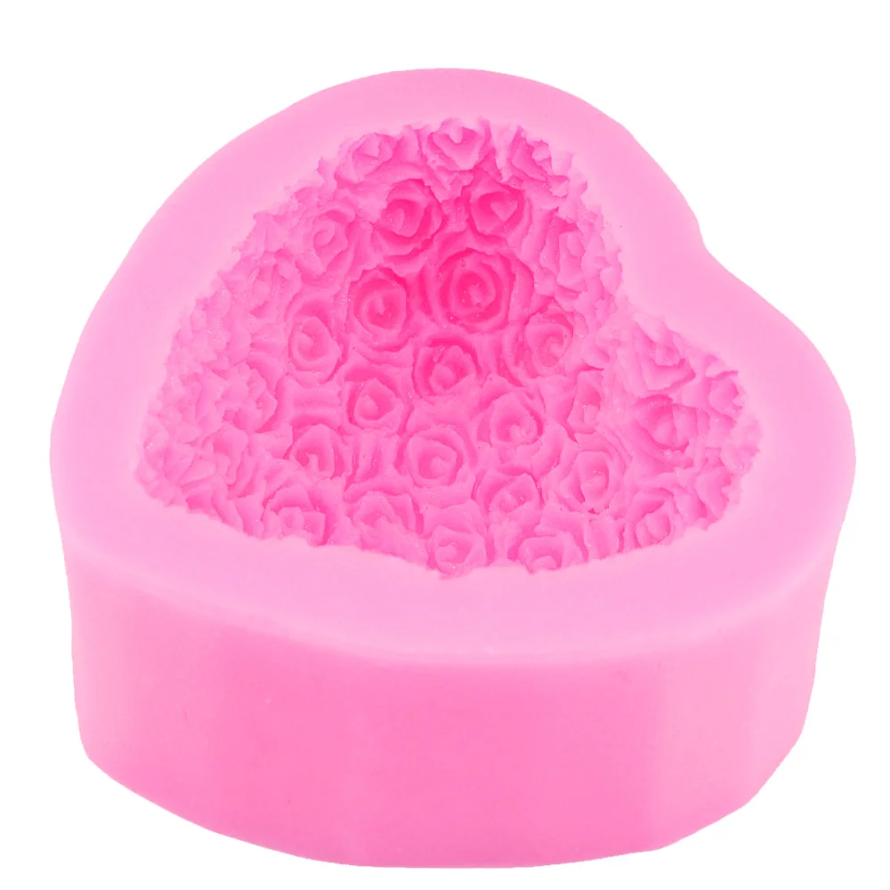 S036 Heart Rose Flower Valentines Molds For Silicone Artisan Soaps 3d Chocolate Mould Candle Making Baking Desserts Utensils
