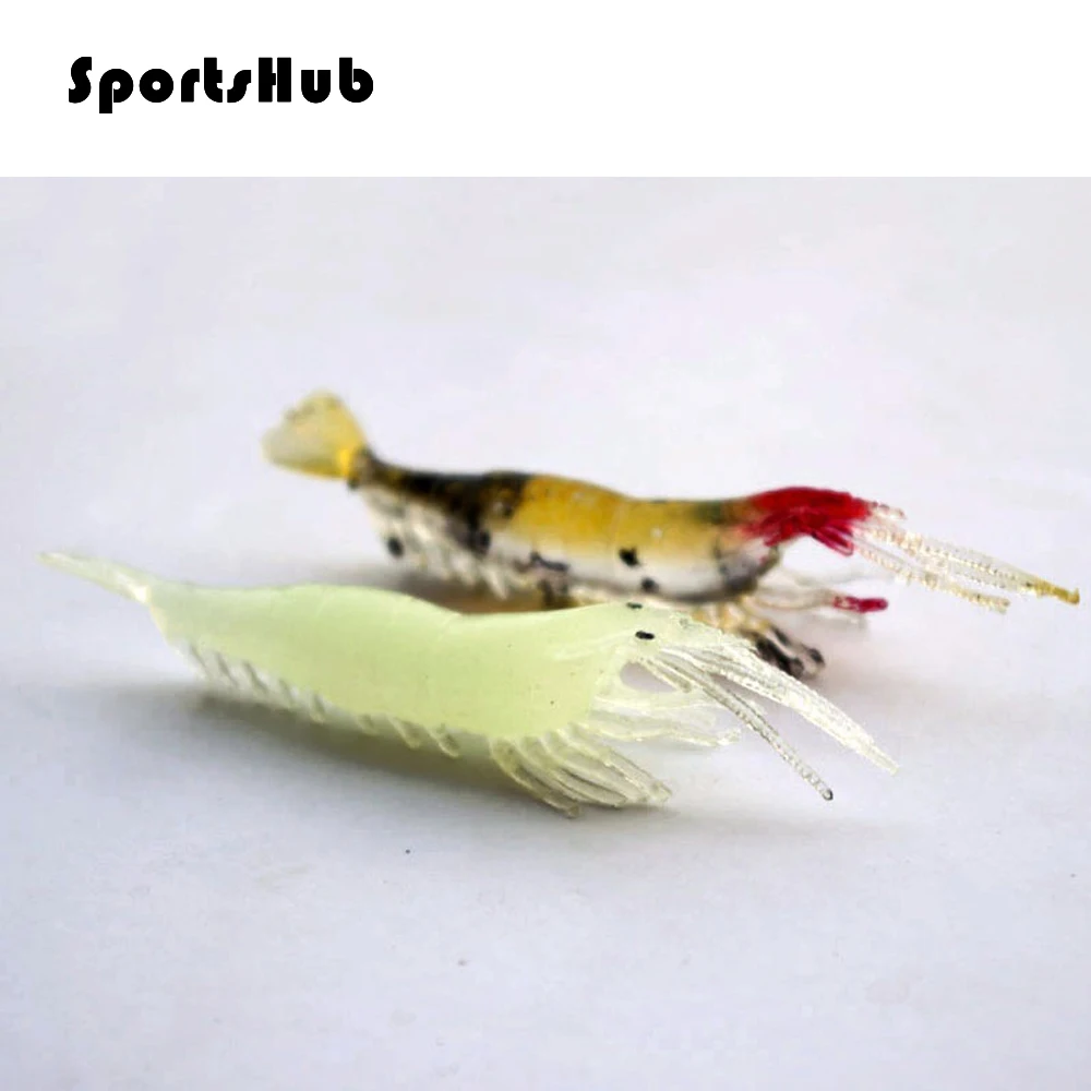 SPORTSHUB 10PCS/Pack 7CM 4G Luminous Large Soft Artificial Shrimp Lures Soft Lure Biomimicry Fishing Lures NR0072