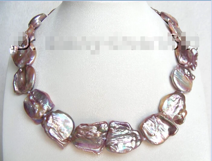 

FREE shipping Wonderful BIG 22mm PURPLE nautral SOUTH Reborn keshi pearls necklace a0761