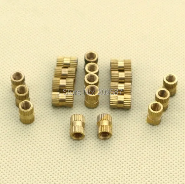 100Pcs ทองเหลือง Knurl Nuts M4x5mm(L)-6มม.(OD) เมตริกเกลียว