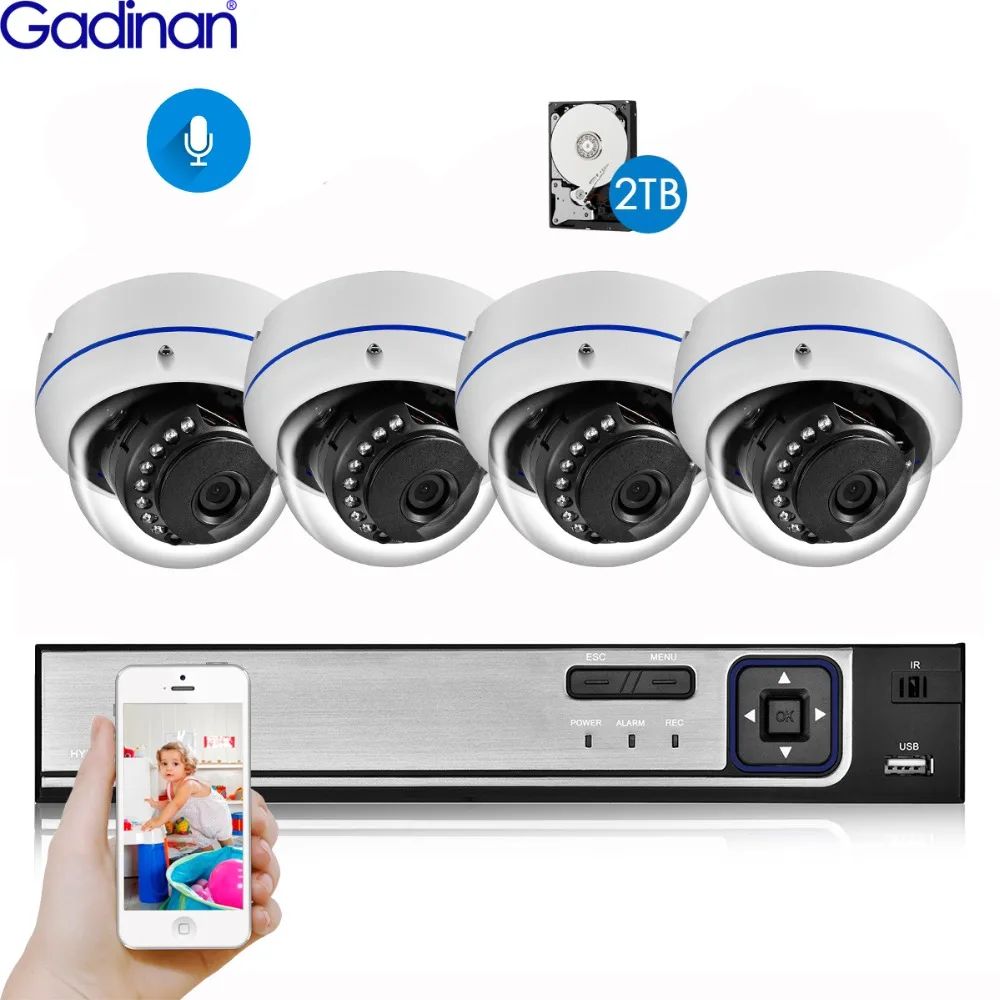 

Gadinan 4CH 5.0MP Home Security NVR POE CCTV Camera System 5MP 2880X1616P 3MP Audio Sound Outdoor Night Vision Surveillance Kit