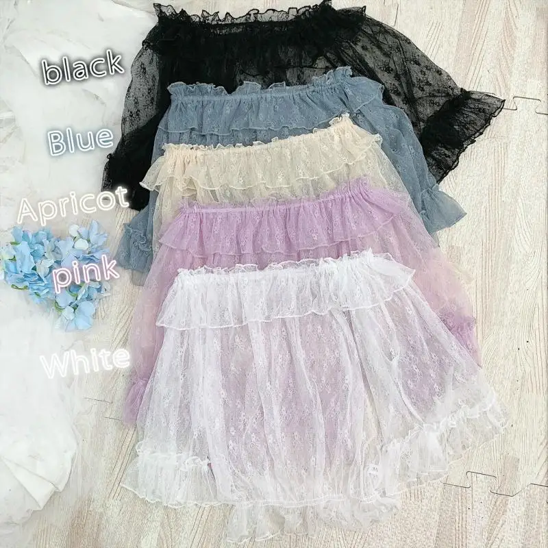 Zomer zachte zus Lolita top jsk Jurk lolita met ruffled trompet mouwen bud zijden gaas blouse top