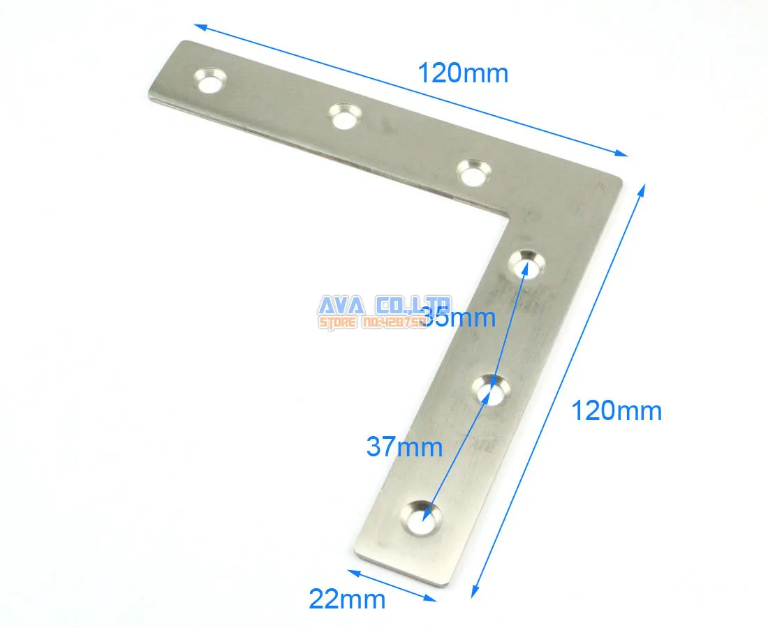 4 Pieces 120*120mm Stainless Steel L Shape Flat Corner Brace Bracket