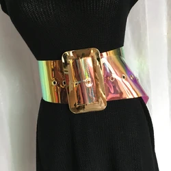 New hot sell women fashion laser belt plastic wide gradient color Transparent Jelly Waist Belt