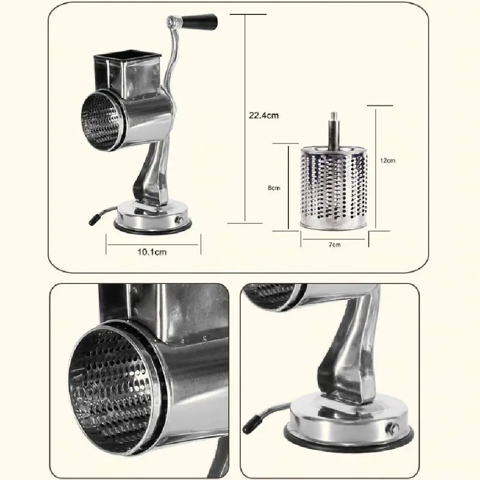 Stainless Steel Universal Mill Grater With Suction Cups And 5 Drums Vegetable Cutter Slicer and Shredder