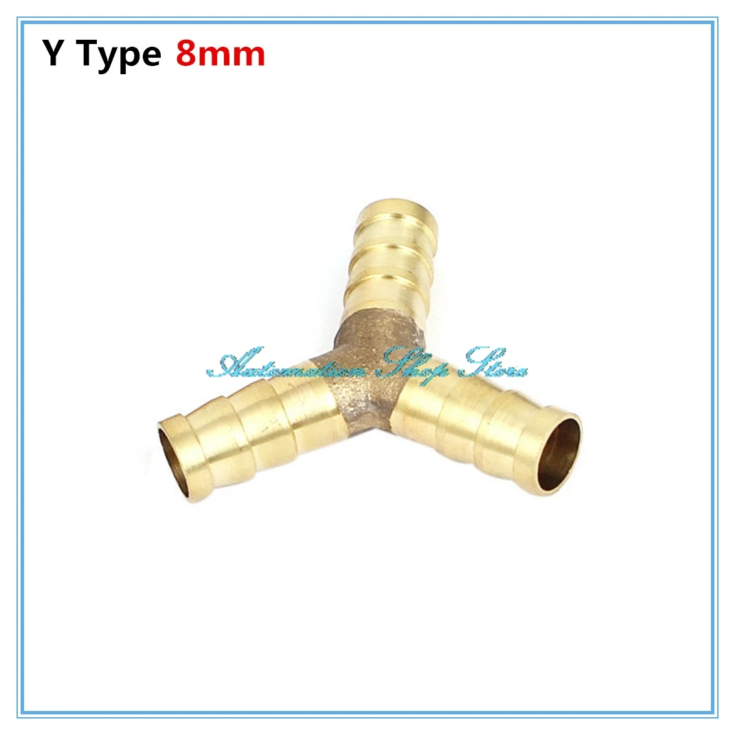 5pcs Pneumatic fittings 8mm 5/16''  Barb Hose Pipe OD Brass Air Water Y Shaped Connector Adapter Coupler