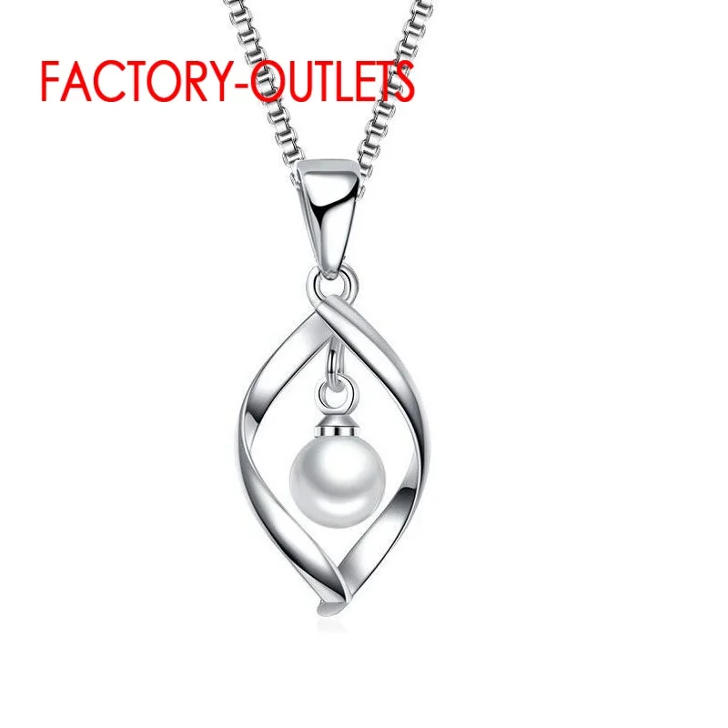 925 Sterling Silver Needle Custom Pendant Necklace For Decoration Fashion Jewelry Pearl Crystal Women Girls Party Engagement