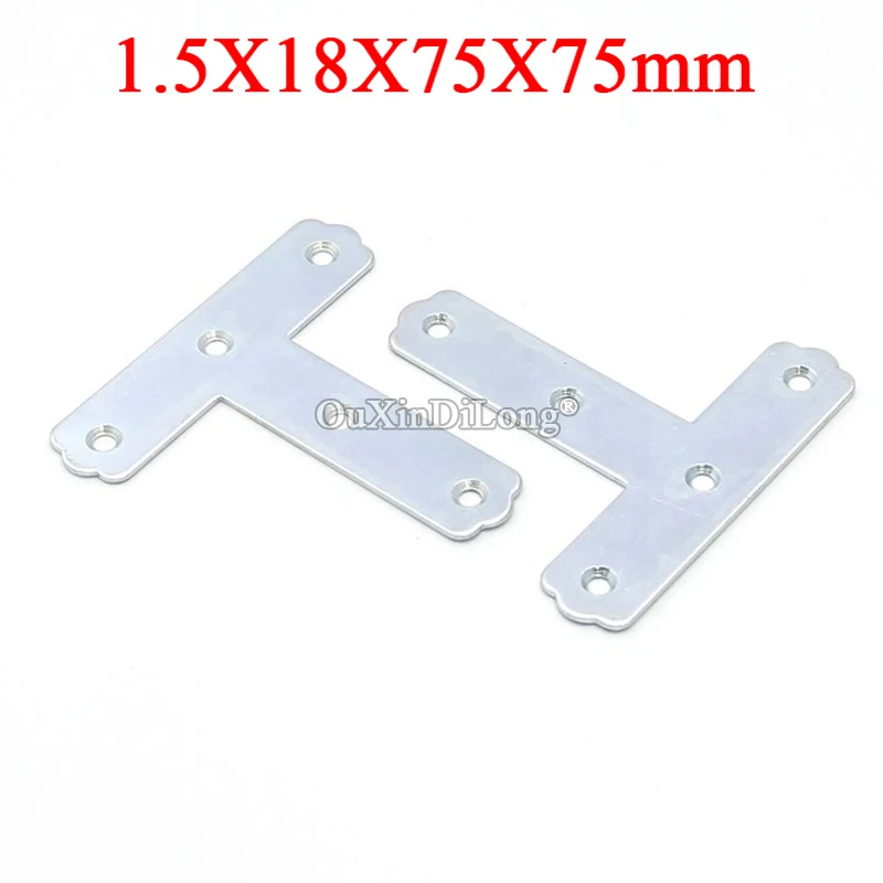 NEW 50PCS Metal Flat Corner Braces 18X75X75 T Shape Triangle Reinforced Connect Fittings Board Frame Furniture Fastener Brackets