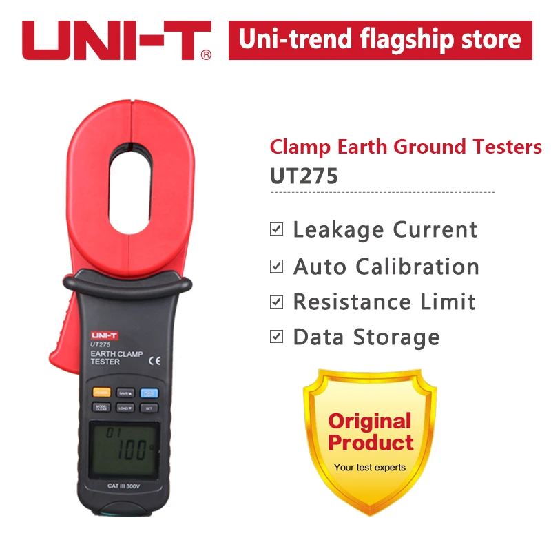 UNI-T UT275 Clamp Earth Ground Testers Resistance  Leakage Current Auto Range Data Storage