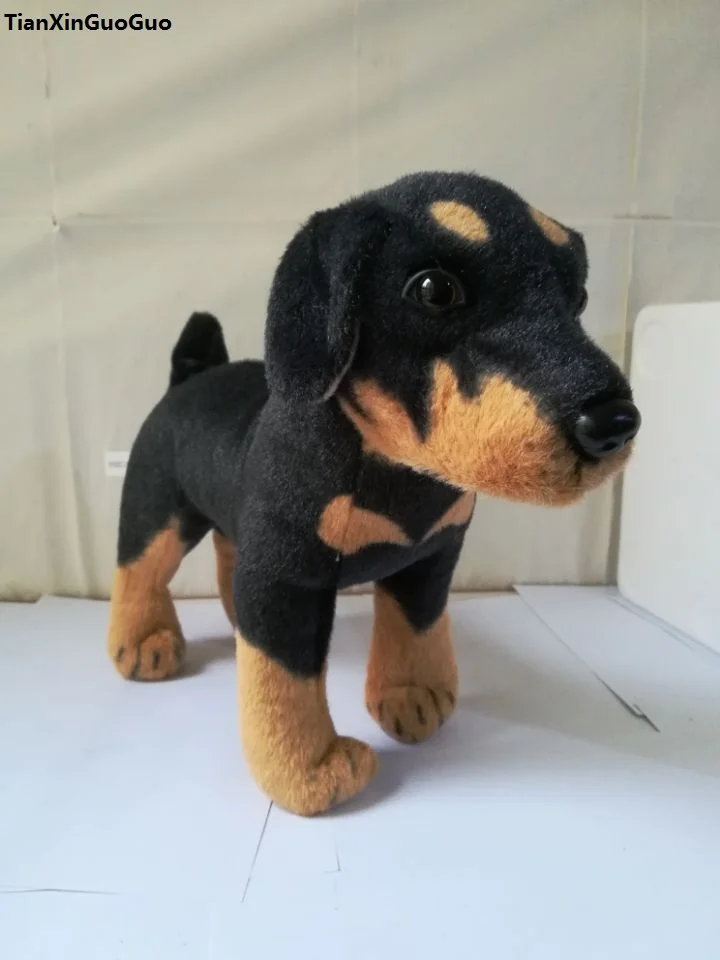 about 32x38cm standing Rottweiler dog plush toy soft doll toy birthday gift w2945