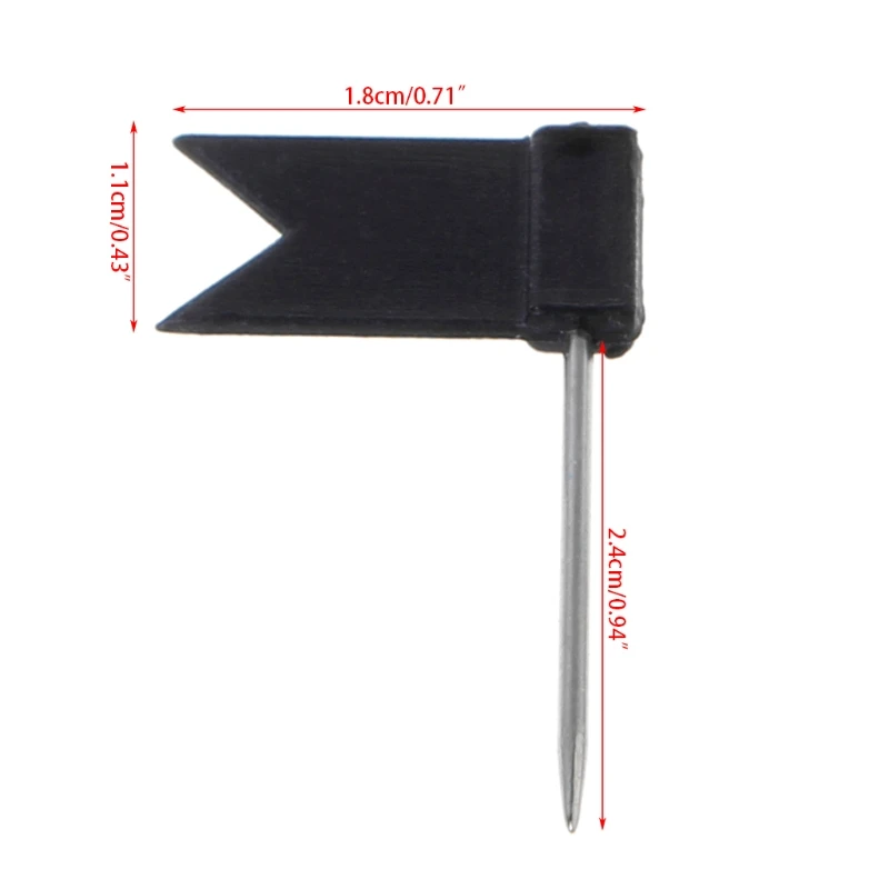 Pasadores de empuje de bandera de colores mezclados, 100 unids/caja, tachuelas de pulgar, mapa, Pin de dibujo, papelería