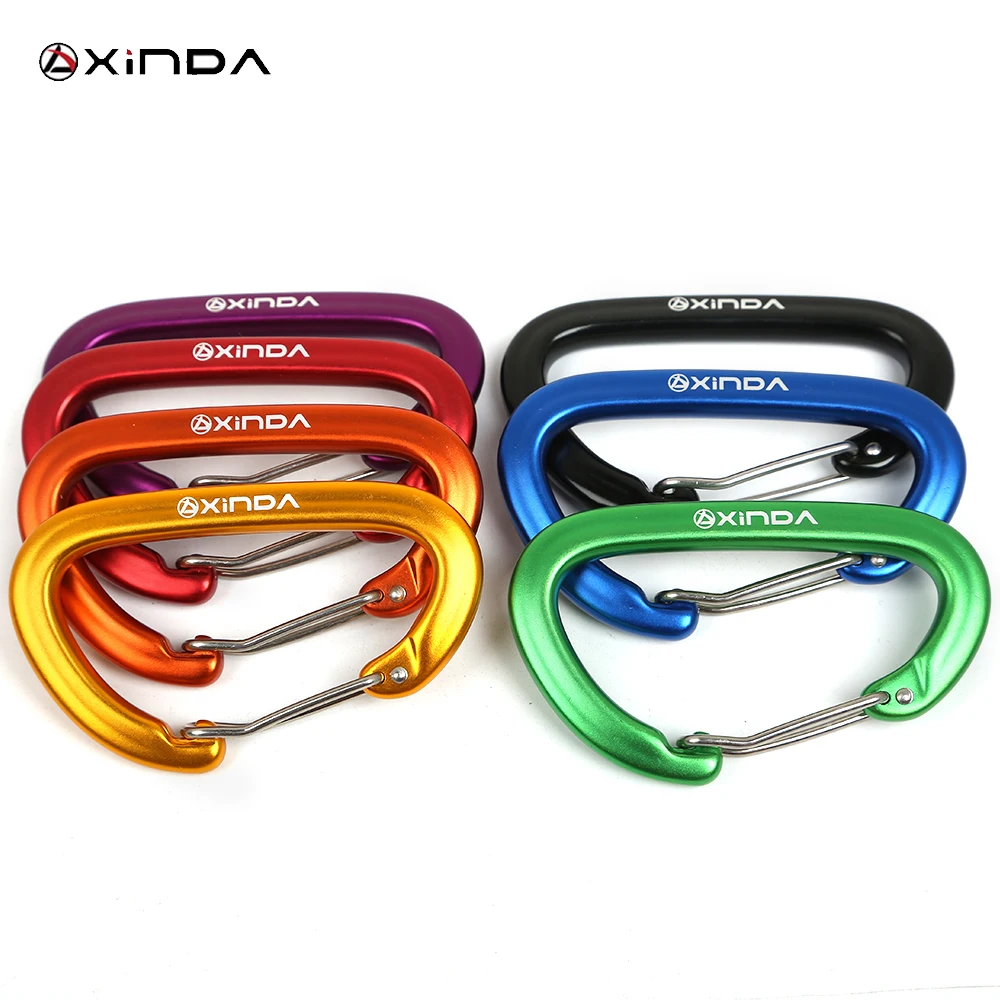 XINDA 16kN Rock Climbing Carabiner Clip D-Shape Screw Gate Lock Aluminum Alloy Keychain Outdoor Equipment
