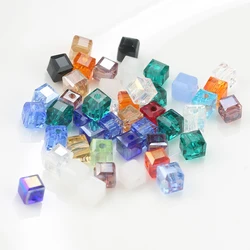 wholesale jewelry making fashion beads mixed color 4mm crystal beads glass square cube beads for Necklace bracelet 100pcs