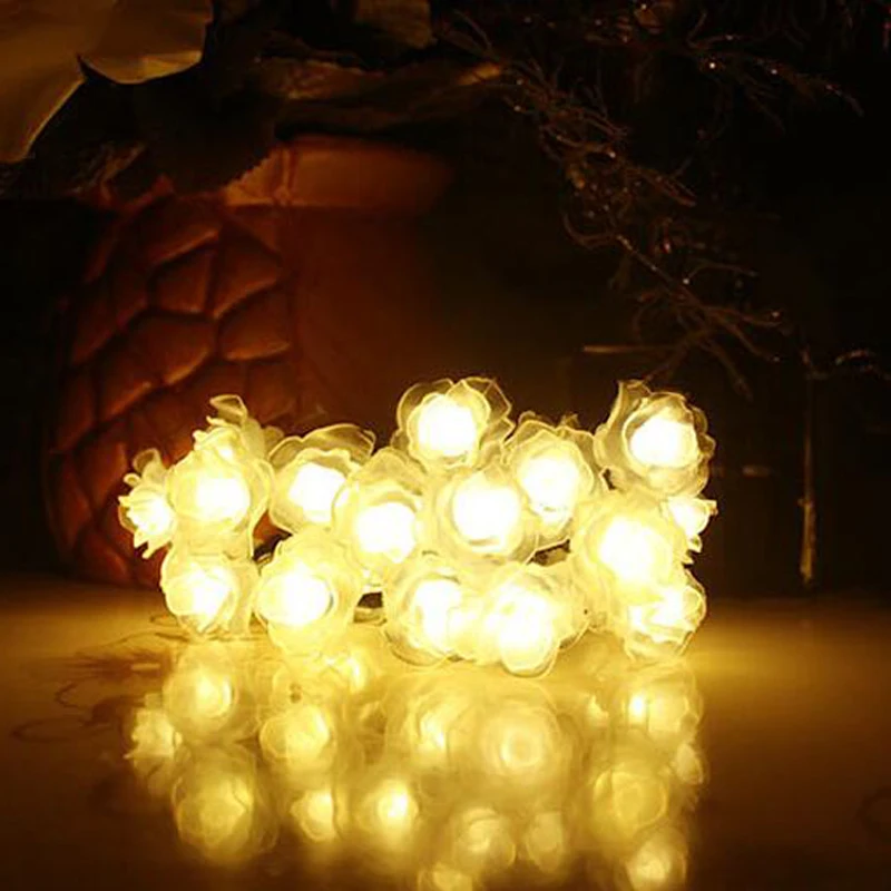 2019 NEW 5M 20LED Rose Flower led outdoor string lights garland solar light string for Christmas Valentine Wedding Decoration