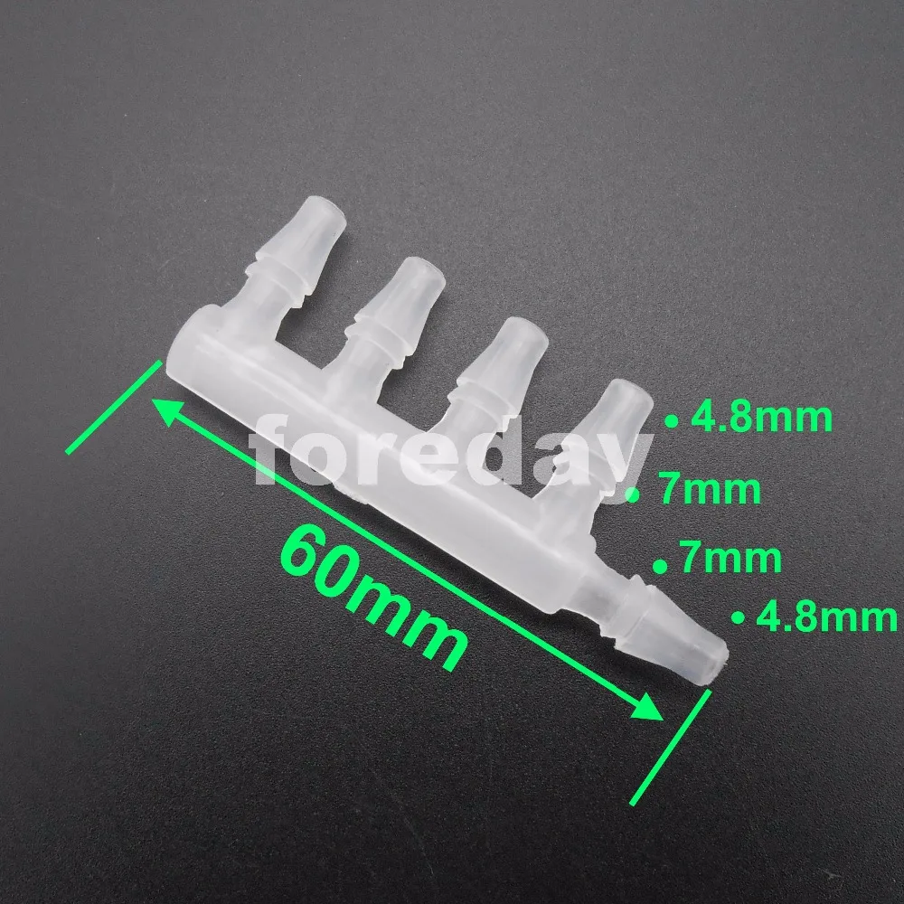 100PCS X 4.8mm 5 mouths ports connector exhaust air gas water pipe for Aquarium fish PUMP 4MM 5MM M4 > 100 degrees NEW*FD210X100