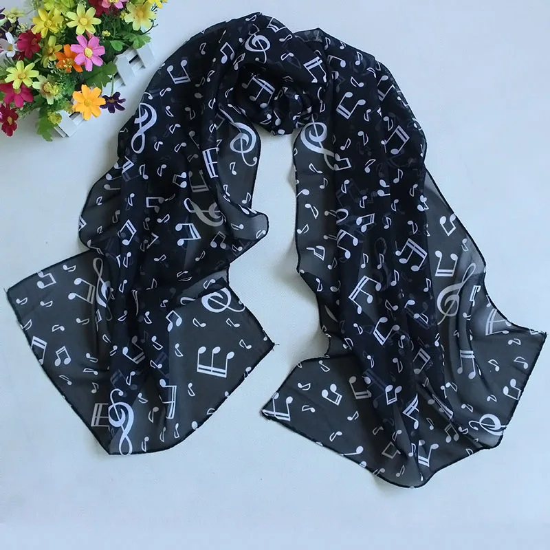 Newly ACC Shawl Wrap Women Scarf Music Note Printed Lady Chiffon Silk Scarf Apparel & Accessories Fashion