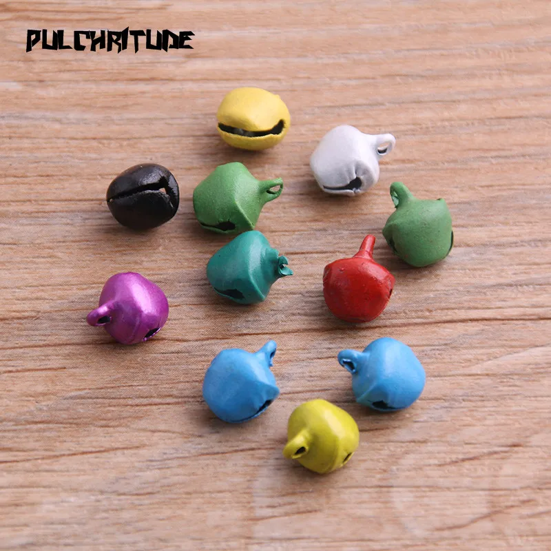100 Pcs/Lot 6*8mm New Christmas Bells Mix Colors Loose Beads Small Jingle Bells Christmas Decoration Gift