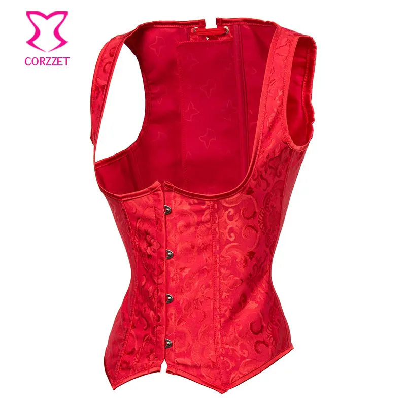 Red Steel Boned Underbust Corset Vest Bustier Top Plus Size 6XL Corpetes E Espartilhos Sexy Corsets And Bustiers Gothic Clothing