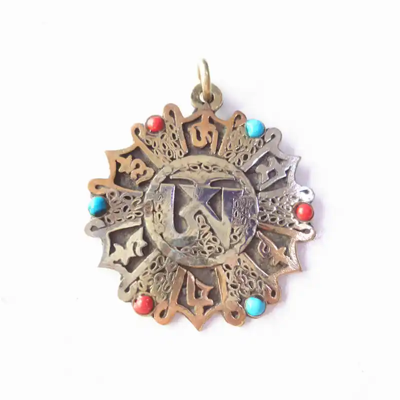 TBP106 Tibetan Six Words OM Mantras Amulets Pendants for Man Copper