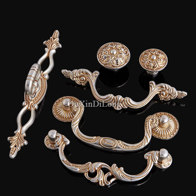 10PCS European Antique Kitchen Door Furniture Handles Cupboard Drawer Dresser Wardrobe Shoe Cabinet Pull Handles & Knobs