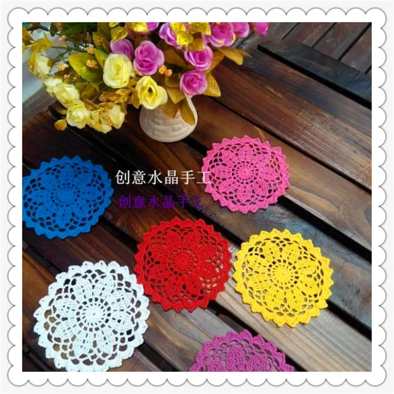 china best selling products 12 pic 13cm round cheap rustic plate cup lace table mat for wedding decoration as kitchen accessorie